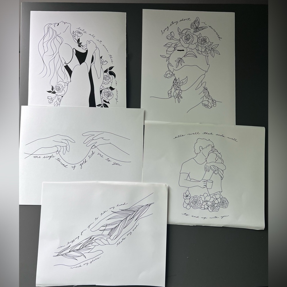 Minimalist Black and White Taylor Swift Art Prints Set